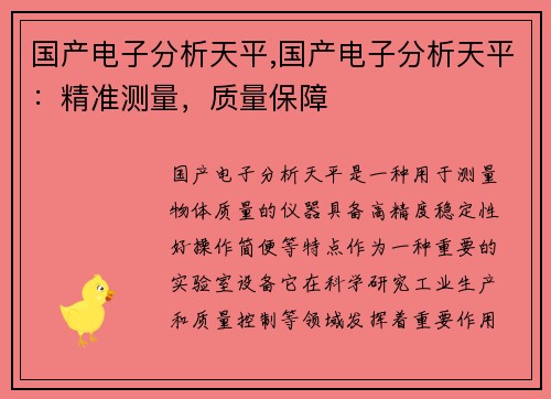 国产电子分析天平,国产电子分析天平：精准测量，质量保障